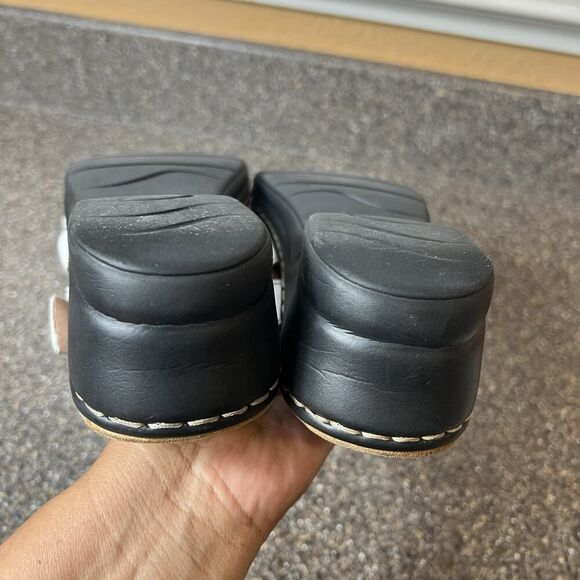 Clarks Collection Sandal Casual White Leather Slip On Open Toe Wedge Womens 9.5M - Picture 7 of 10